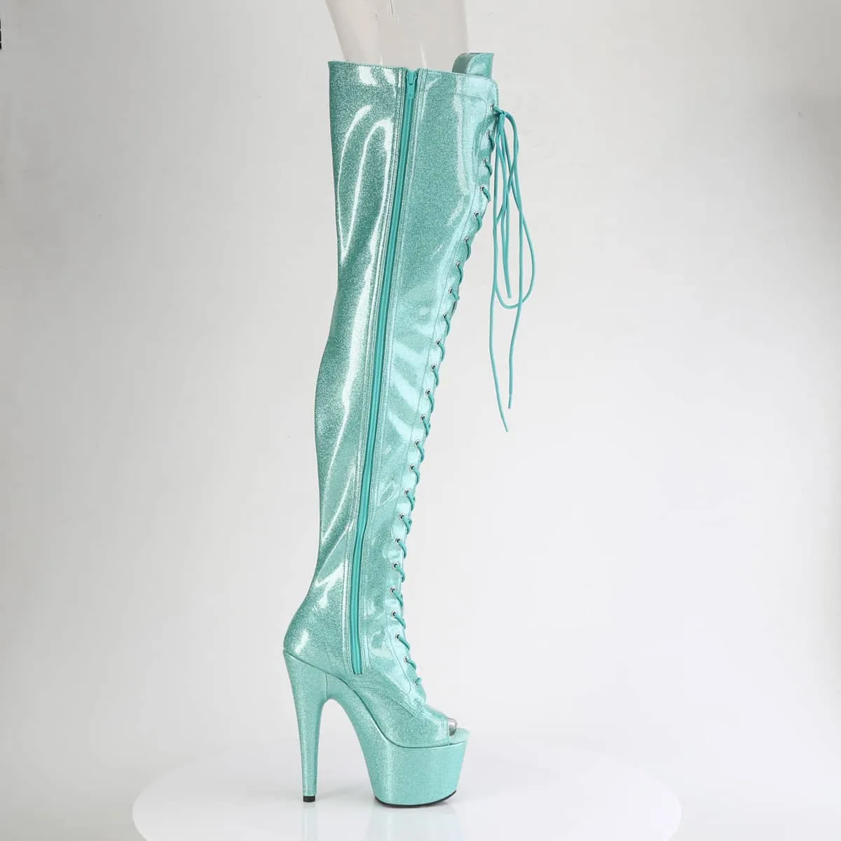 ADORE-3021GP Peep Toe Lace-Up Thigh Boot