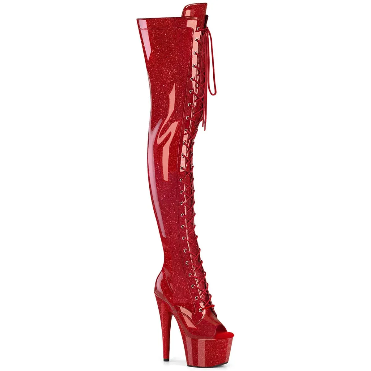 ADORE-3021GP Peep Toe Lace-Up Thigh Boot