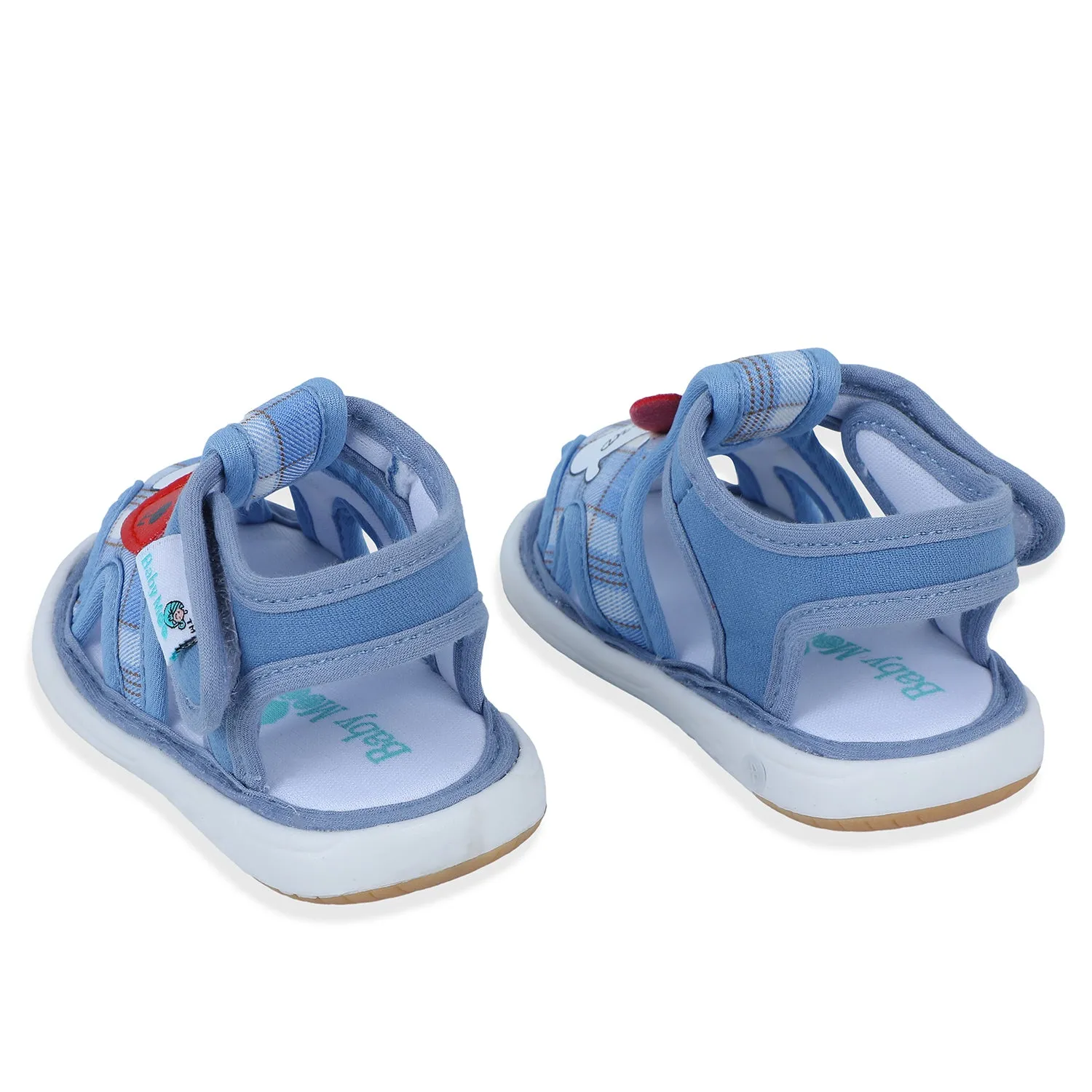 Baby Moo Cute Puppy Checked Chu-Chu Sound Breathable Anti-Skid Sandals - Blue