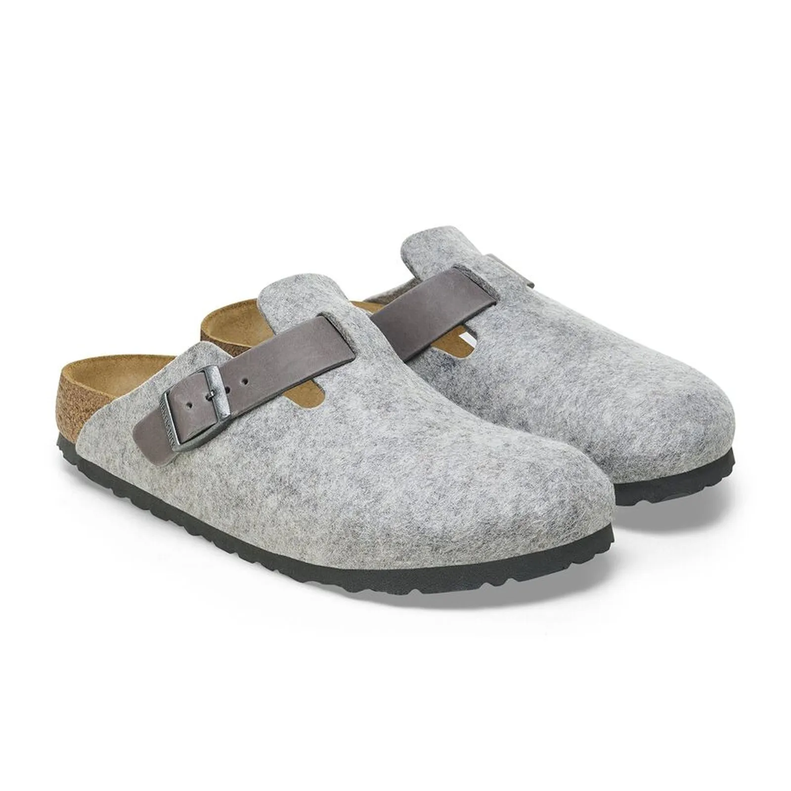 Birkenstock Boston Clog (Women) - Light Gray Leather/Iron Wool