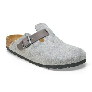 Birkenstock Boston Clog (Women) - Light Gray Leather/Iron Wool