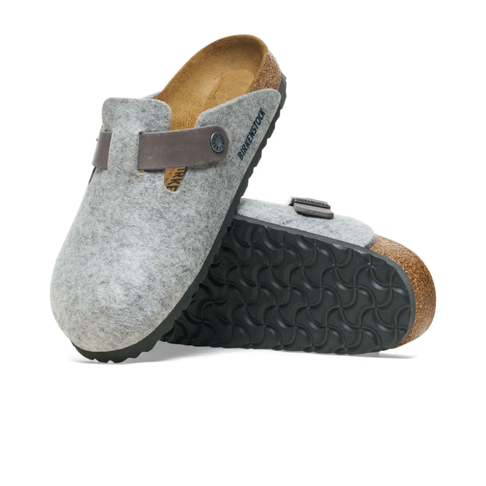 Birkenstock Boston Clog (Women) - Light Gray Leather/Iron Wool