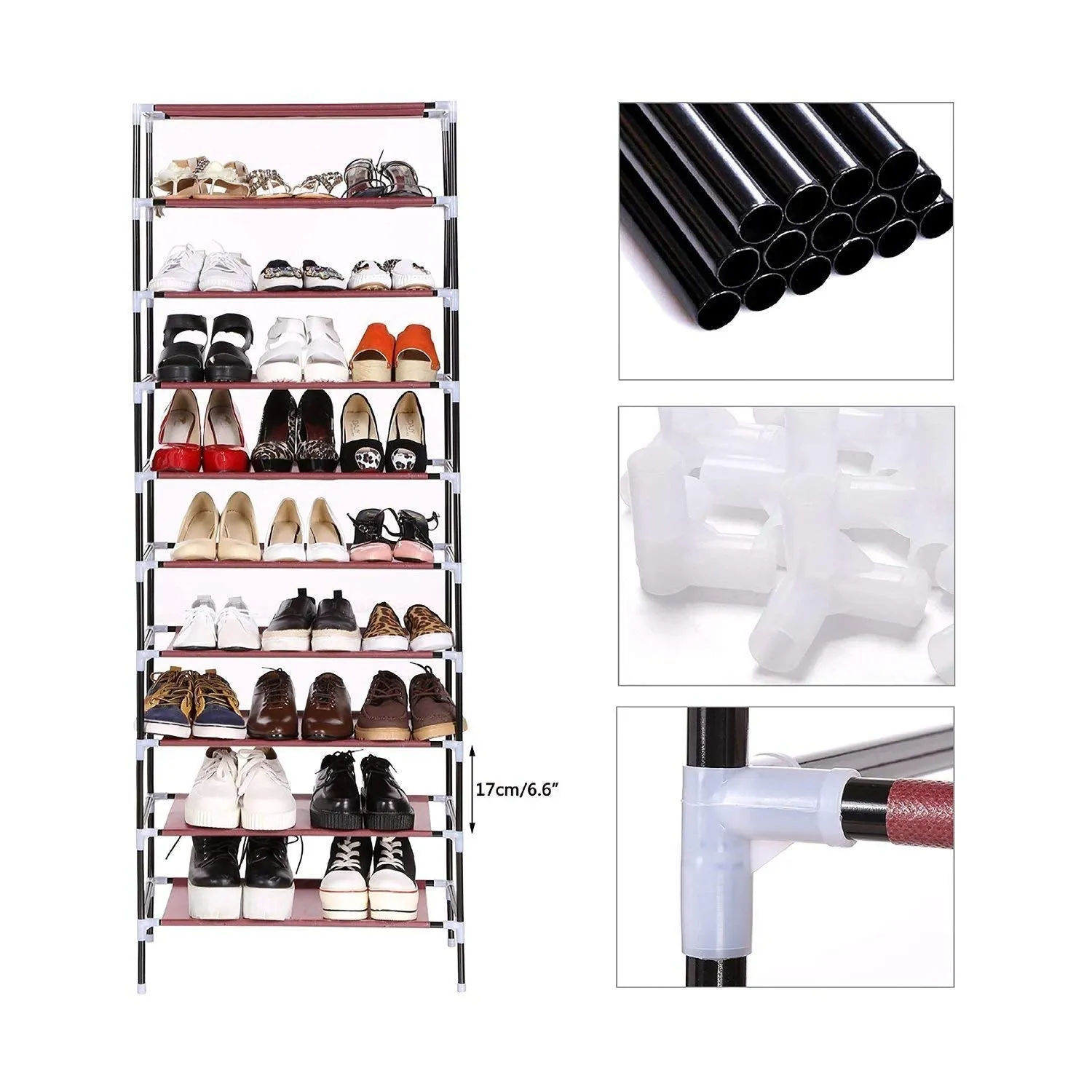 BuenoVida Shoe Rack for Home with Cover 9 Layer Shoes Stand for Home Portable Multipurpose Shoe Organizer (BiCycle Print)