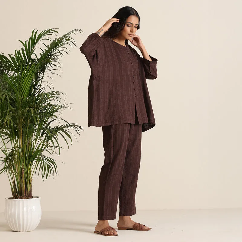 Cotton Co Ord Set for Women | Brown