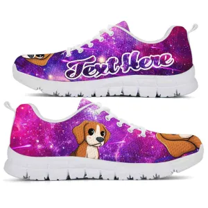 Custom Name Beagle Dog Sneaker, Galaxy Beagle Dog Lovers Sneakers Running Shoes Gift Men Women, Best Running Shoes