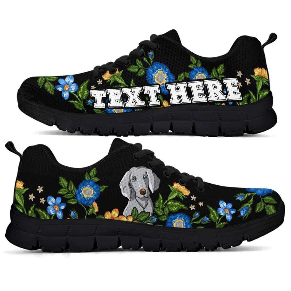 Custom Name Weimaraner Sneaker, Weimaraner Colorful Floral Flower Dog Lovers Sneakers Gym Running Shoes, Best Running Shoes