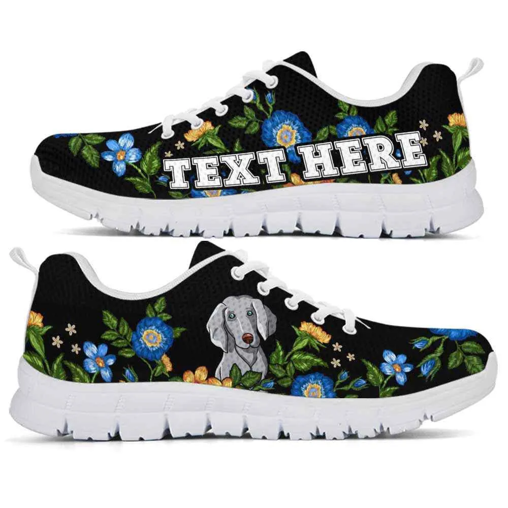 Custom Name Weimaraner Sneaker, Weimaraner Colorful Floral Flower Dog Lovers Sneakers Gym Running Shoes, Best Running Shoes