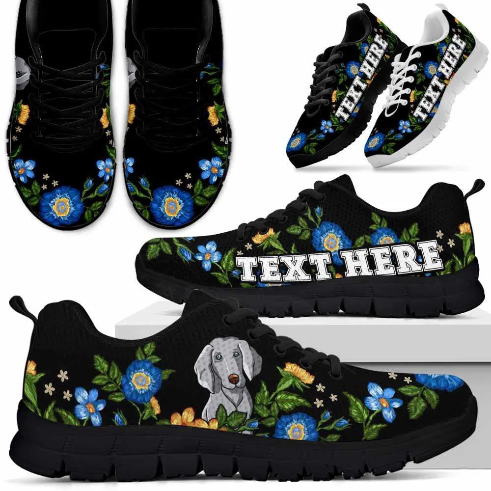 Custom Name Weimaraner Sneaker, Weimaraner Colorful Floral Flower Dog Lovers Sneakers Gym Running Shoes, Best Running Shoes