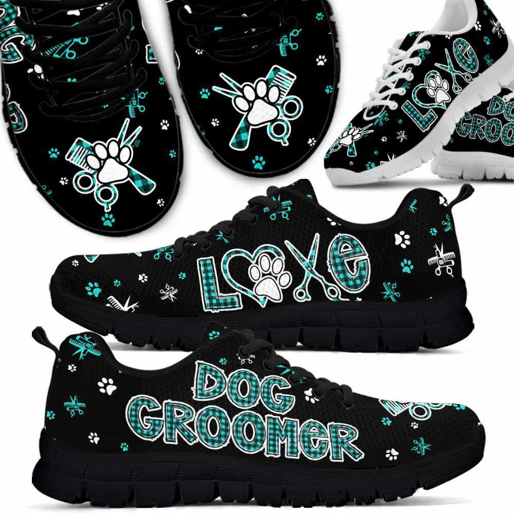 Dog Groomer Sneaker, Dog Groomer Love Teal Pattern Sneakers Shoes, Best Running Shoes, Unique Gifts For Dog Lovers