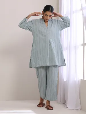 Eggshell Blue Dobby Relaxed Fit Co-Ord Set