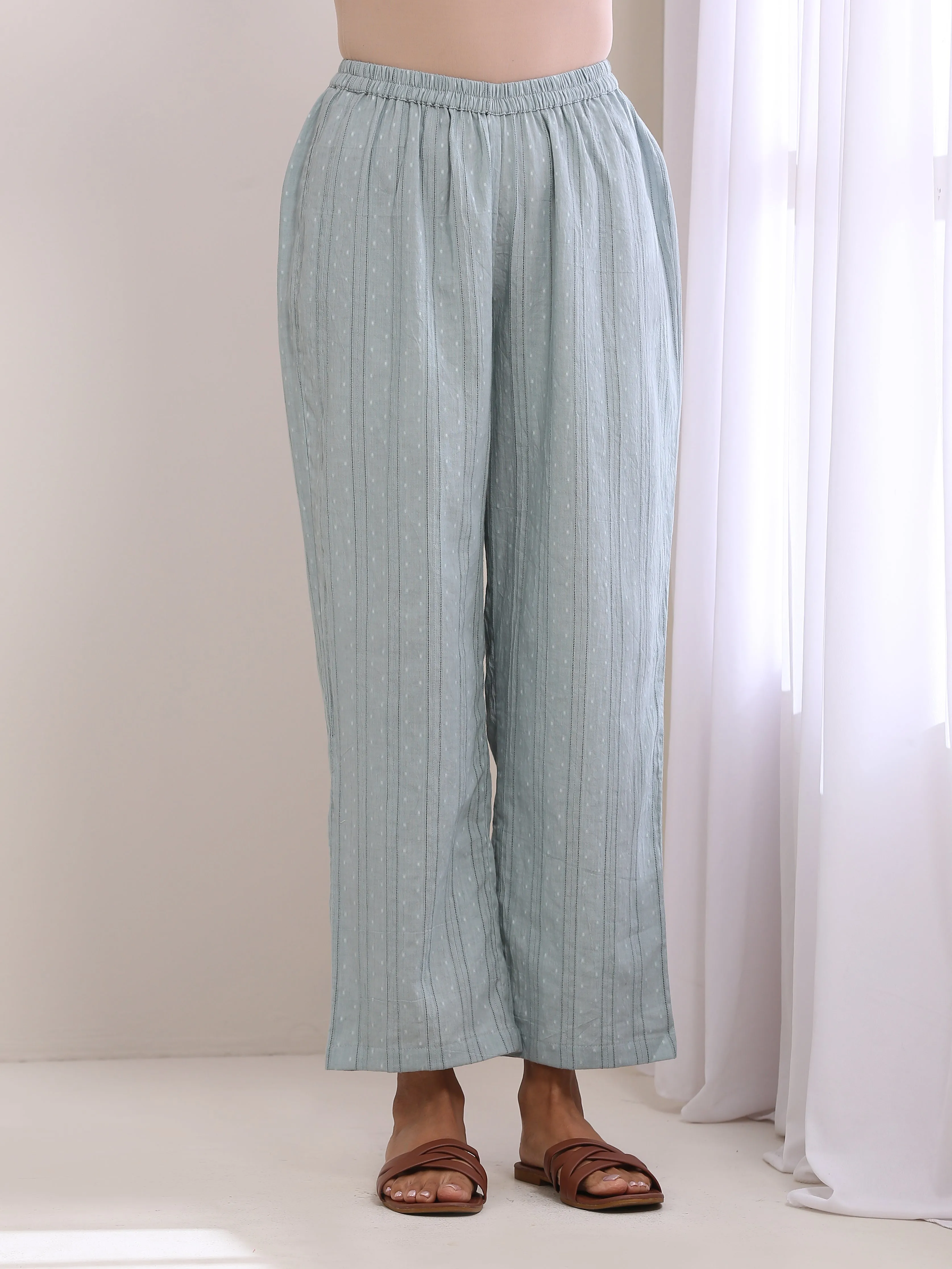 Eggshell Blue Dobby Relaxed Fit Co-Ord Set