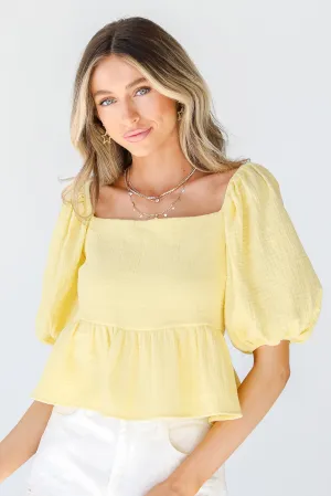 Feel The Sunshine Linen Peplum Blouse