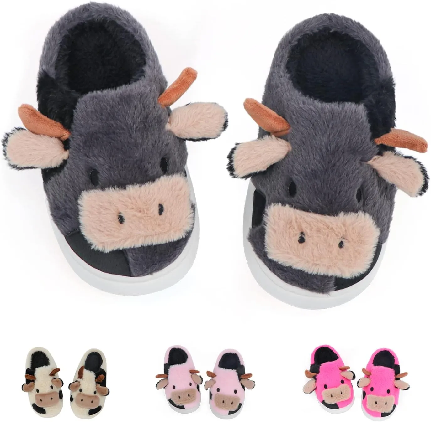 Funny Cute Animals Cow Slippers for Women, Winter Slipper Indoor Outdoor Slippers for Women Men