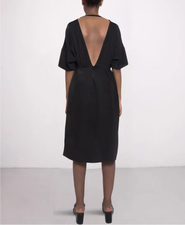 Knee-length Silk Dress Black