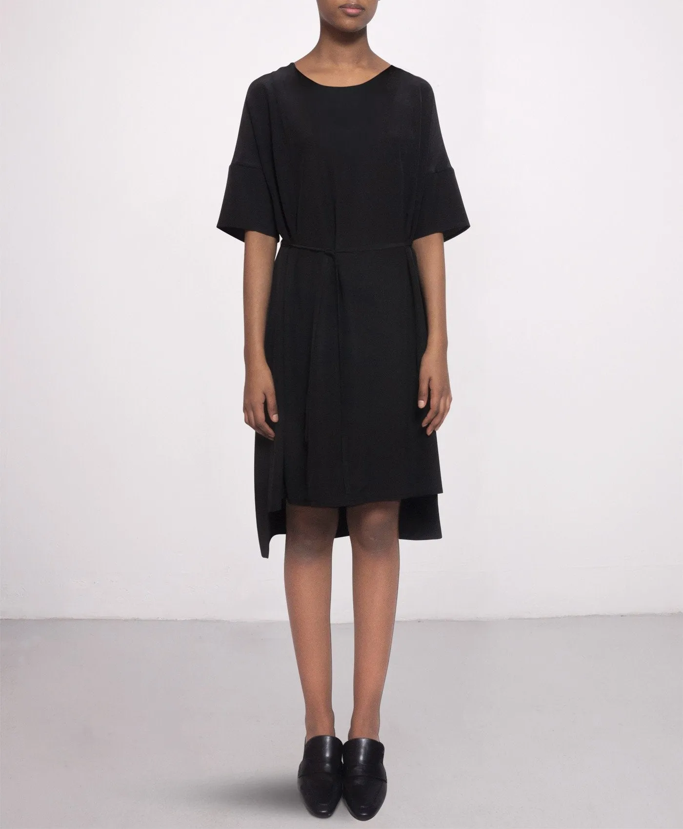 Knee-length Silk Dress Black