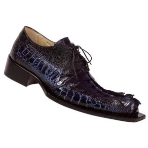 Mauri "Barometer" 44150 Wonder Blue Genuine Hornback Crocodile Tail / Bicolore Wonder Blue / Iris Ostrich Shoes