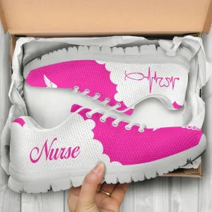 Nurse Sneaker, Nurse Pink White Sneakers Shoes, Best Shoes For Nurses