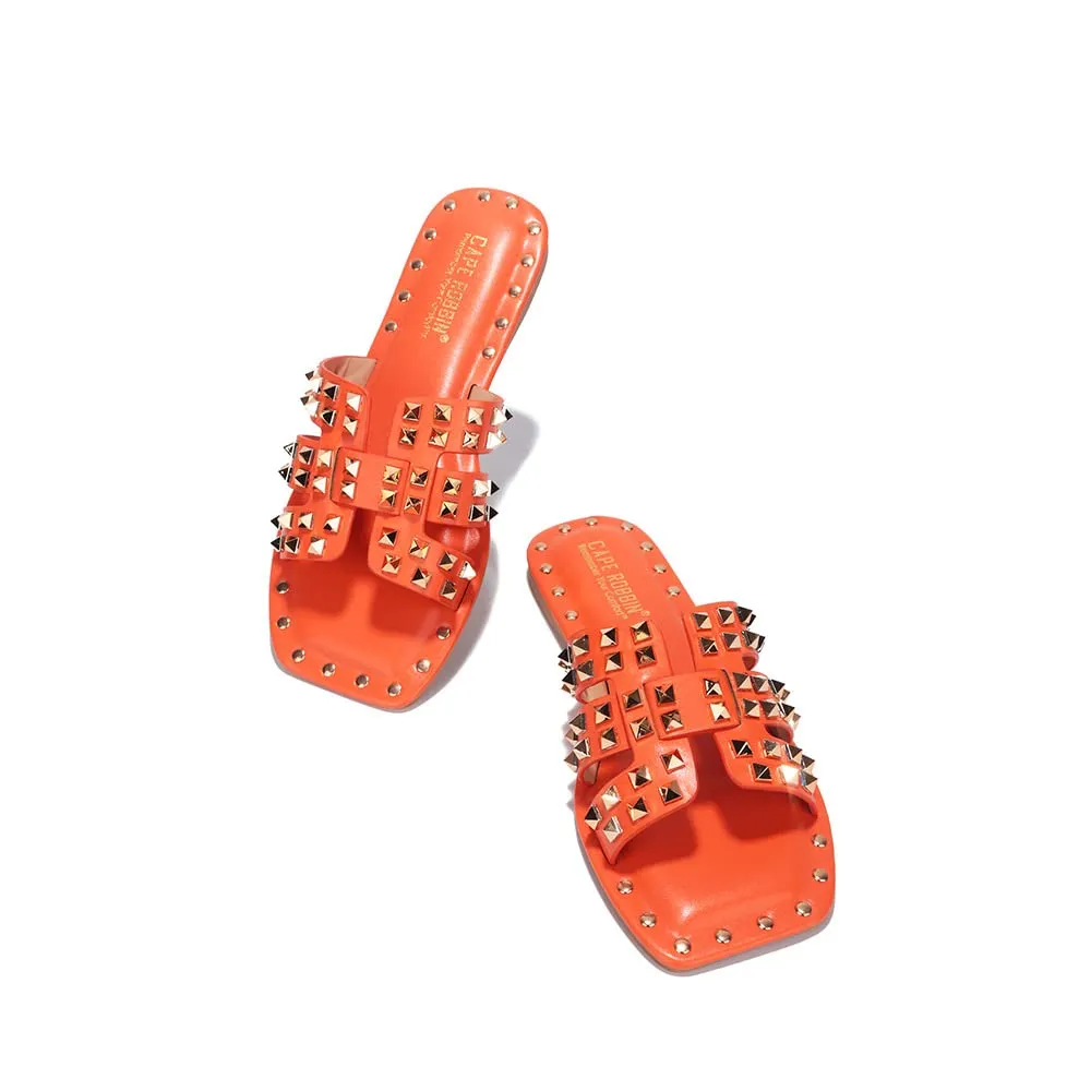 Orange Chic Stylish Studded Flat Summer Sandals