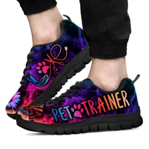 Pet Trainer Rainbow Sunflower Smoke Sneakers Shoes, Dog Print Shoes, Best Running Shoes, Unique Gifts For Dog Lovers