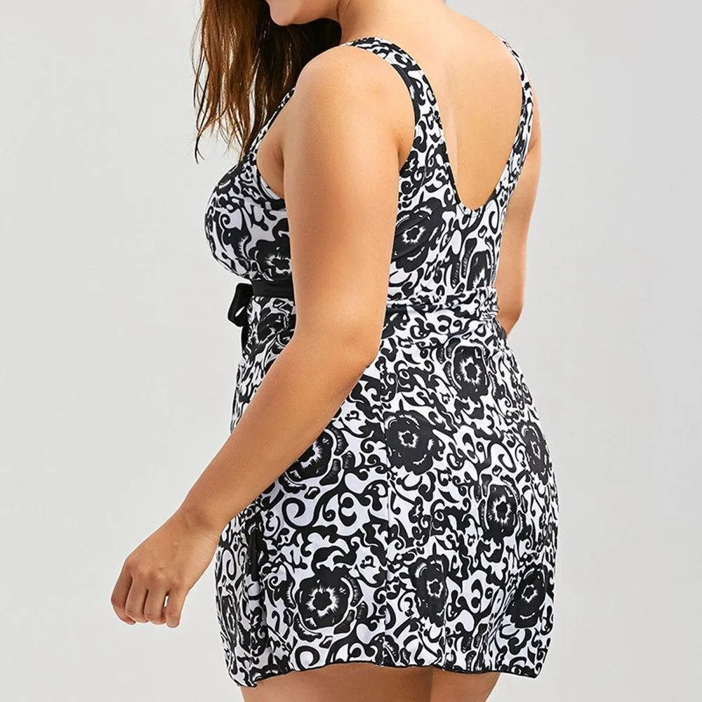 Polka Dot Print Two-Piece Swimsuit - Plus Size