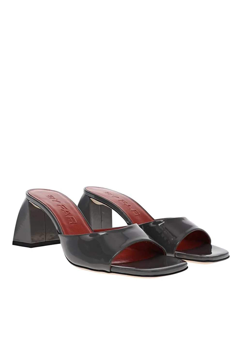 Romy Cement Patent Leather Mules