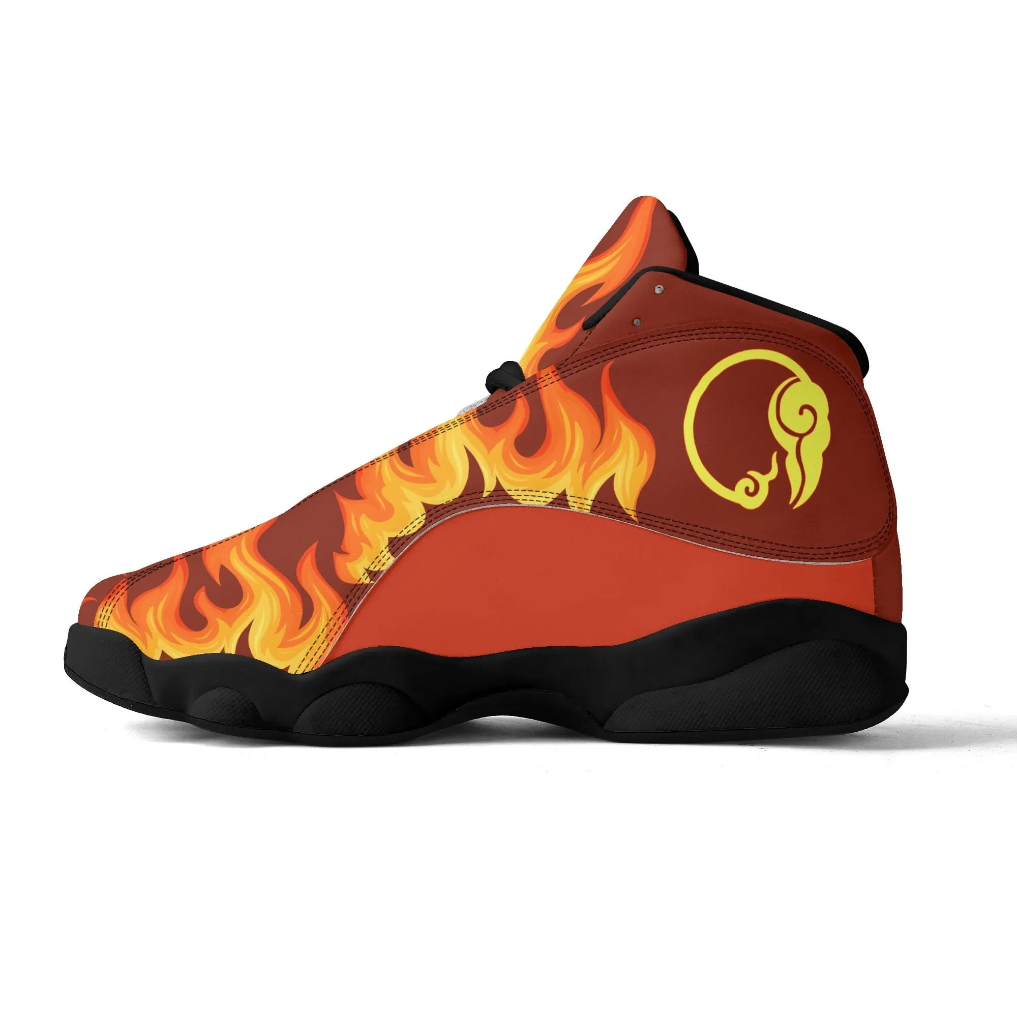 Skate shoe | High Top Sneakers | PU Vegan Leather Basketball shoes | Anime Slayer of Demon | Red Flames pattern