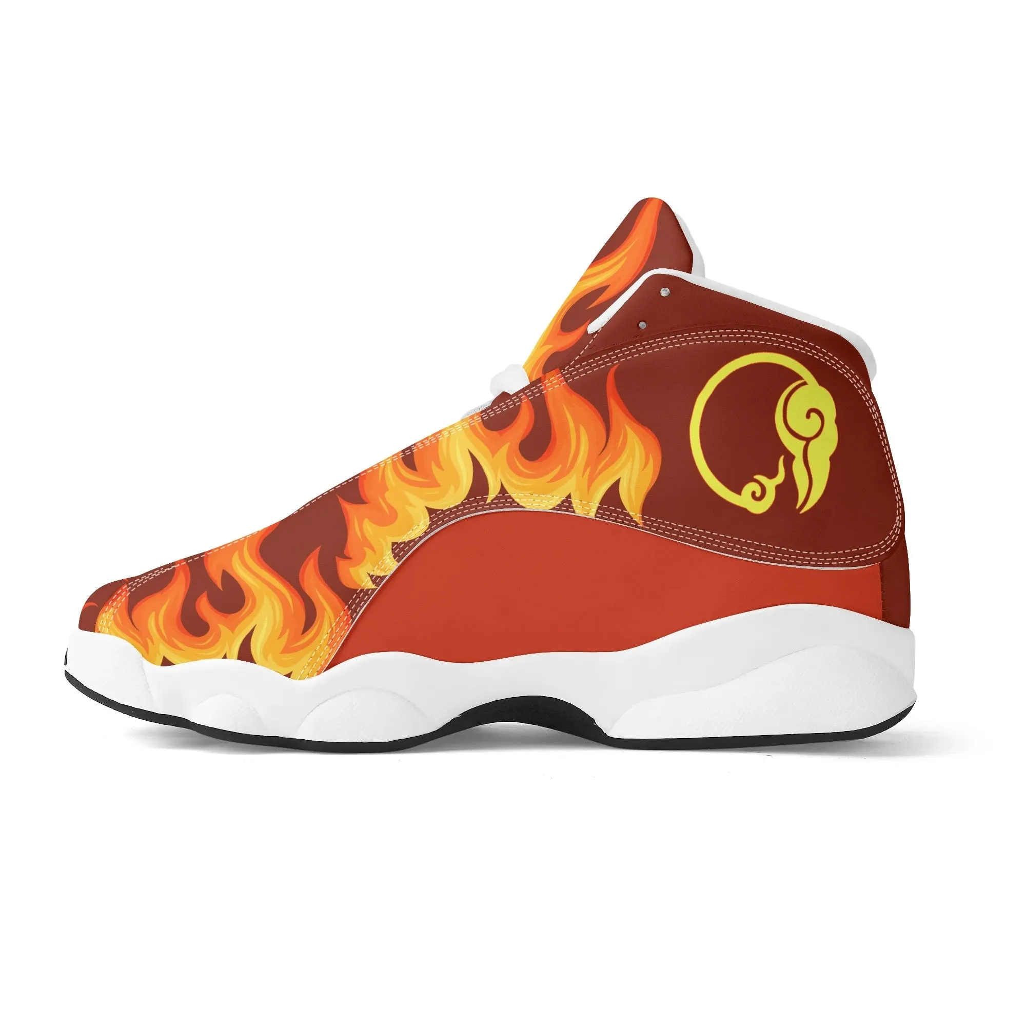 Skate shoe | High Top Sneakers | PU Vegan Leather Basketball shoes | Anime Slayer of Demon | Red Flames pattern