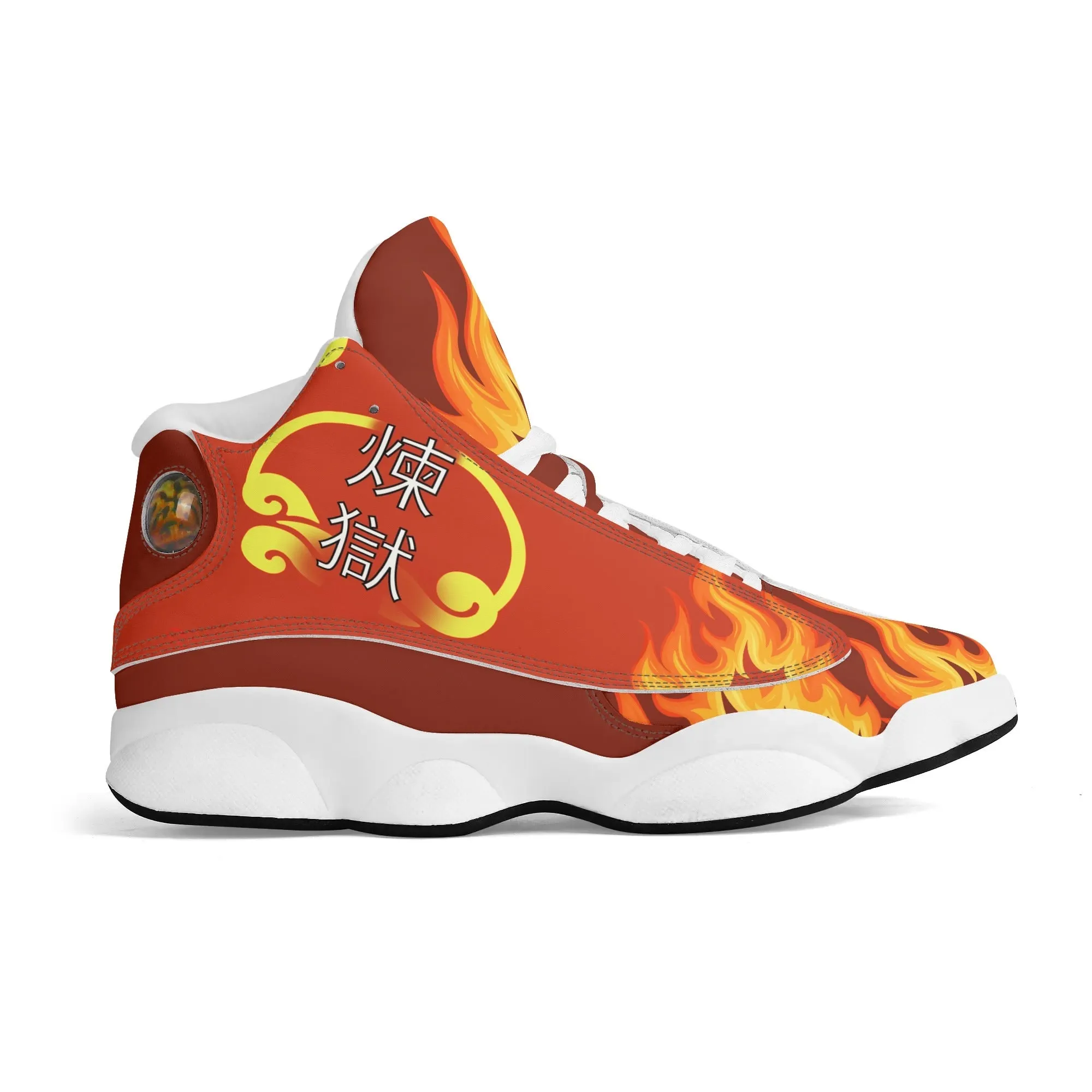 Skate shoe | High Top Sneakers | PU Vegan Leather Basketball shoes | Anime Slayer of Demon | Red Flames pattern