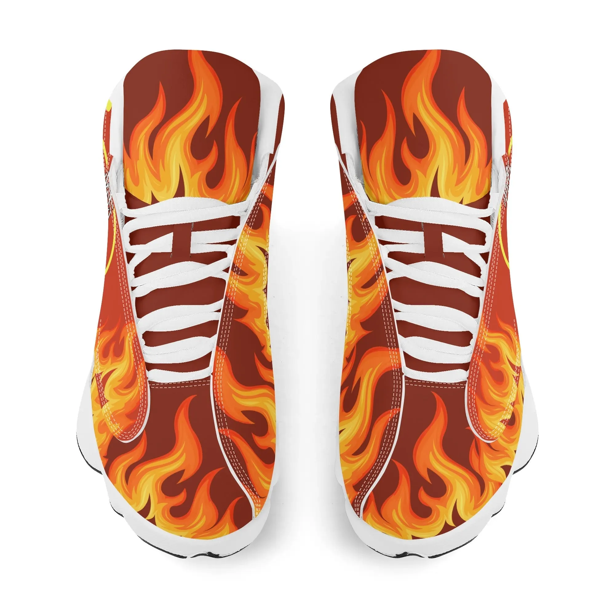 Skate shoe | High Top Sneakers | PU Vegan Leather Basketball shoes | Anime Slayer of Demon | Red Flames pattern