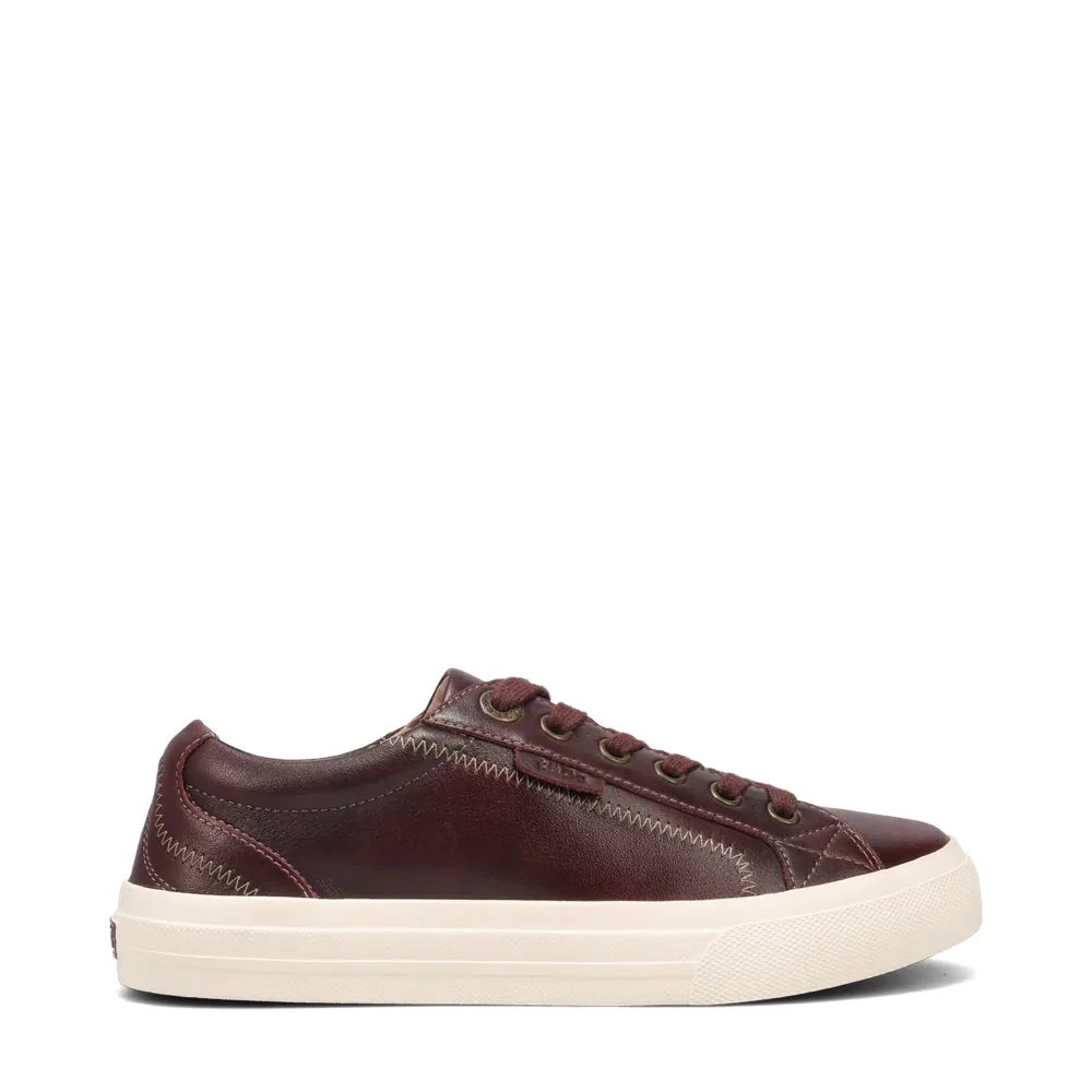 Taos Women's Plim Soul Lux Leather Sneaker in Merlot