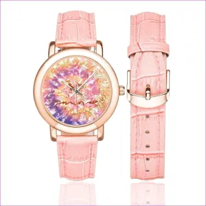 Tie-Dye Women's Rose Gold-plated Leather Strap Watch