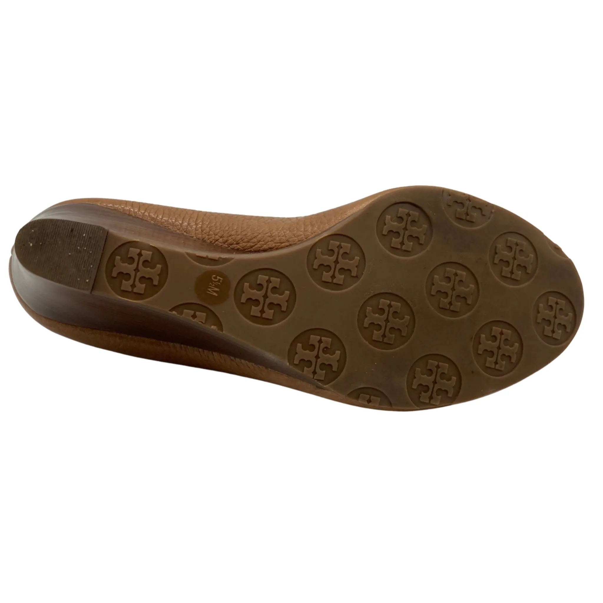 Tory Burch Brown Leather Peep Toe Wedges