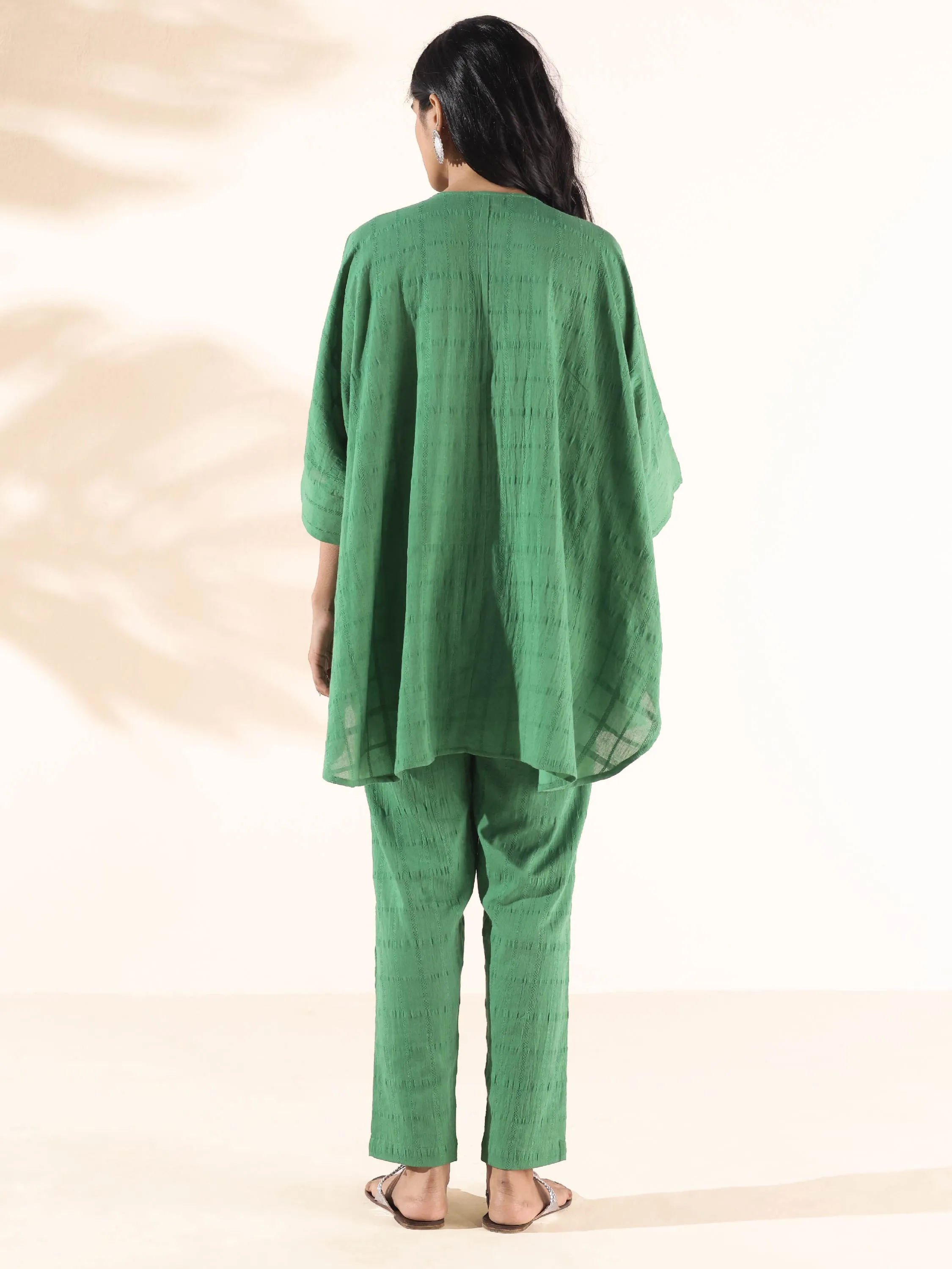 trueBrowns Green Cotton Dobby Oversized Co-ord Set